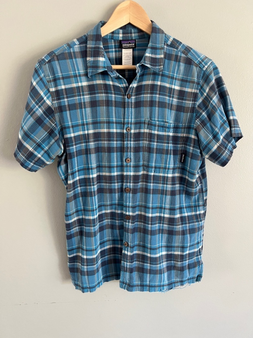 Patagonia Blue Plaid Short-Sleeve Button-Down Shirt